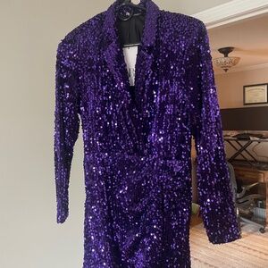 Purple sequin blazer mini dress